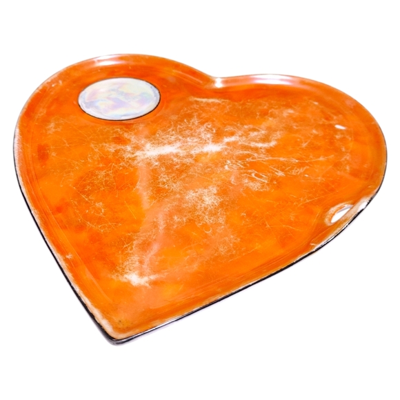 Vintage 1920s Atlas Lusterware Orange Playing Card Serving Plates China 4 Piece - Picture 11 of 13